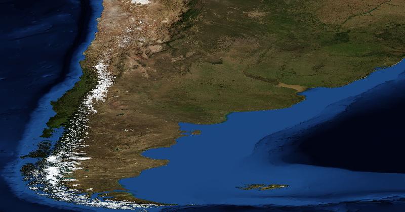 Argentina regional satellite composite with shaded relief
