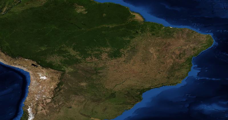 Brazil regional satellite composite with shaded relief