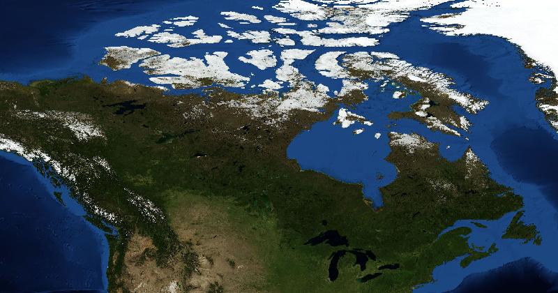 Canada regional satellite composite with shaded relief