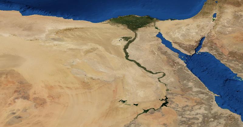 Egypt regional satellite composite with shaded relief