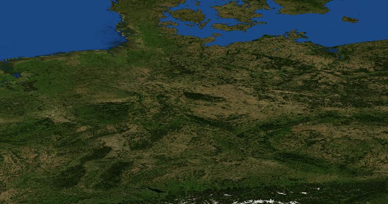 Germany regional satellite composite with shaded relief