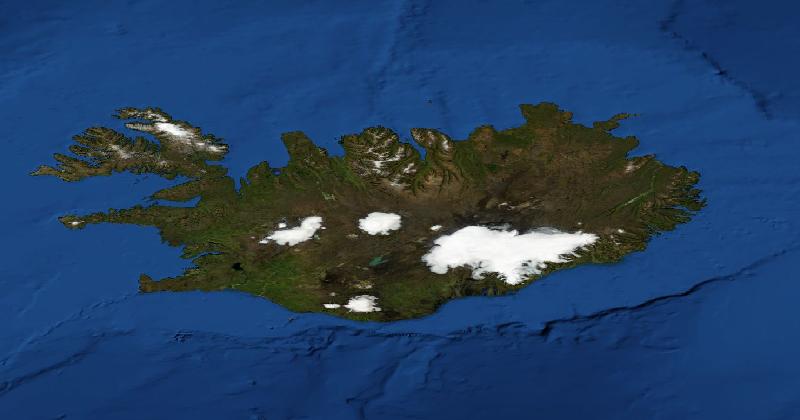 Iceland regional satellite composite with shaded relief