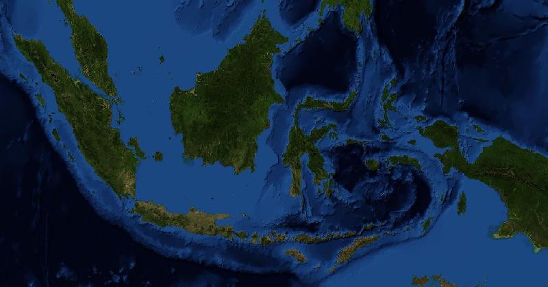 Indonesia regional satellite composite with shaded relief