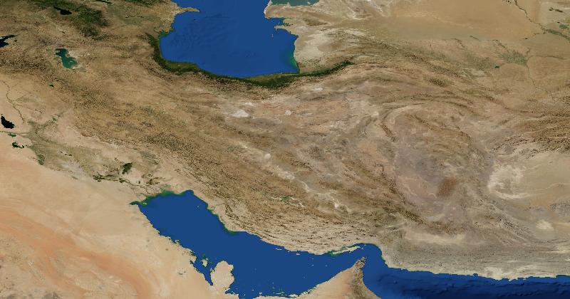 Iran regional satellite composite with shaded relief