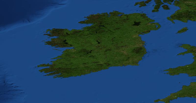 Ireland regional satellite composite with shaded relief