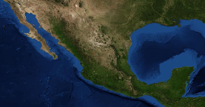 Mexico regional satellite composite with shaded relief