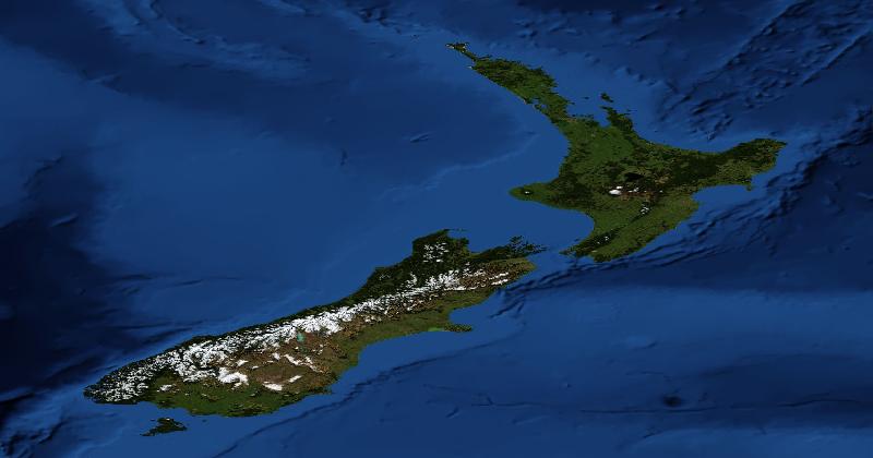 New Zealand regional satellite composite with shaded relief