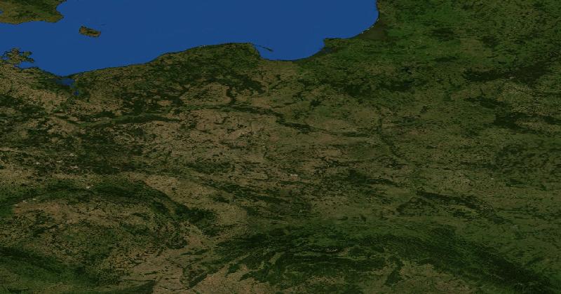Poland regional satellite composite with shaded relief