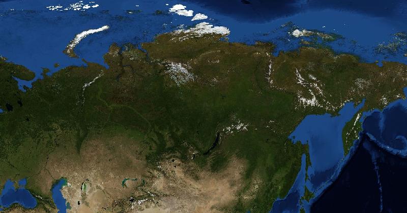 Russia regional satellite composite with shaded relief