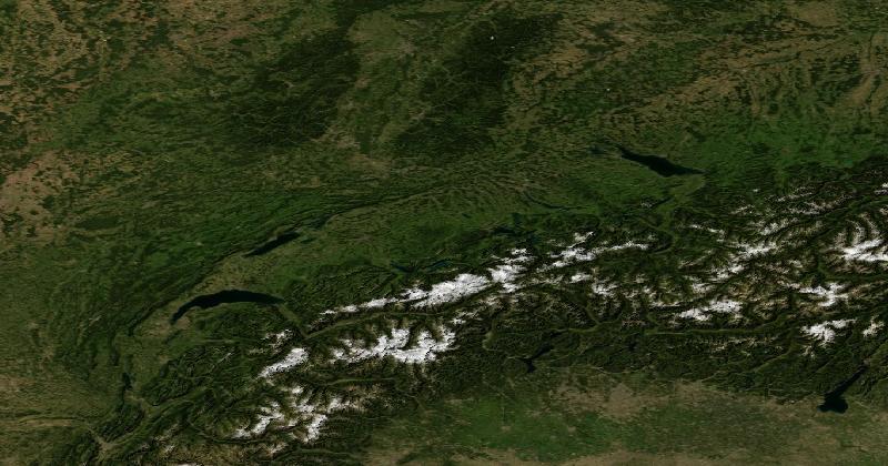 Switzerland regional satellite composite with shaded relief