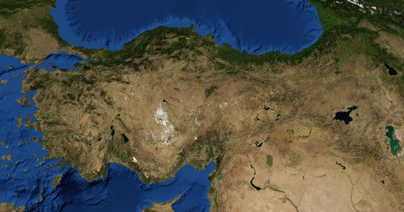 Turkey regional satellite composite with shaded relief
