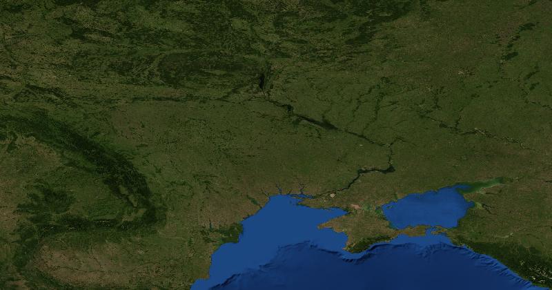 Ukraine regional satellite composite with shaded relief