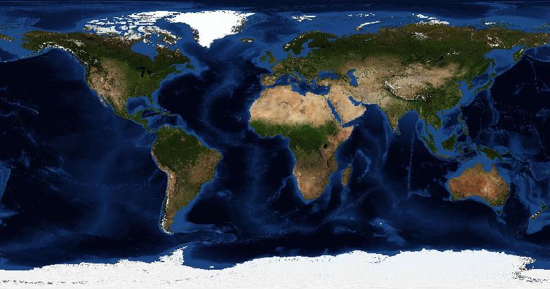 Earth regional satellite composite with shaded relief